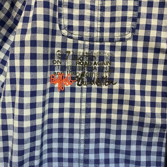 Buffalo David Bitton Premium Shirts Check Ombre Button Front Top Mens Sz XL Blue - Picture 8 of 9